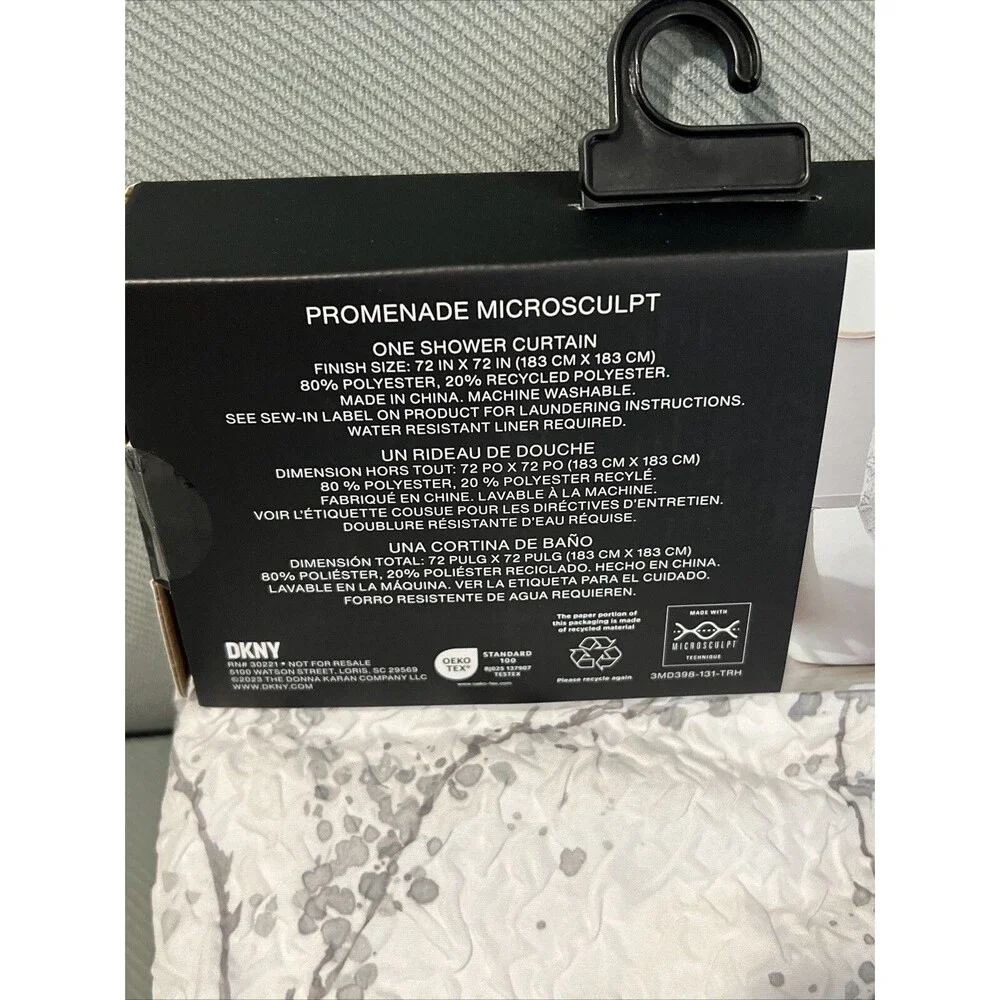 DKNY Promenade Microsculpt Fabric Shower Curtain Grayish Green Floral Branch New